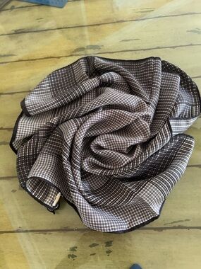 Black and White Checked Women's Scarf 26“ x 26“ vintage Japanese hand rolled